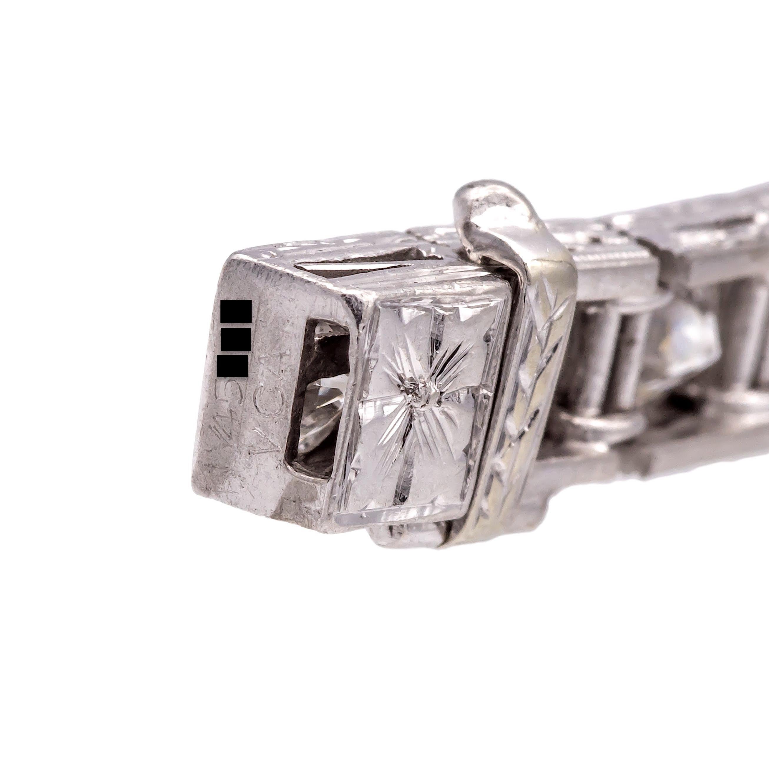 Old European Cut Van Cleef & Arpels Art Deco Old Euro Diamond Line Bracelet in Platinum – 1930s For Sale
