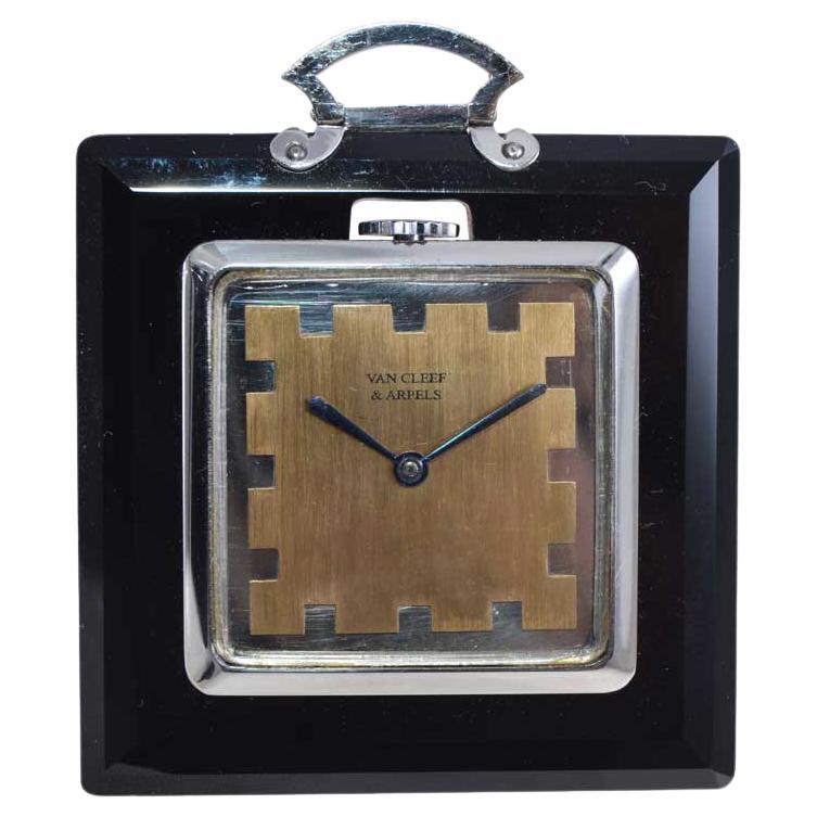 Van Cleef & Arpels Art Deco Stone Pocket Watch, circa 1930's For Sale