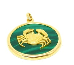 Van Cleef & Arpels Astrological Zodiac Cancer Malachite 18k Yellow Gold Pendant