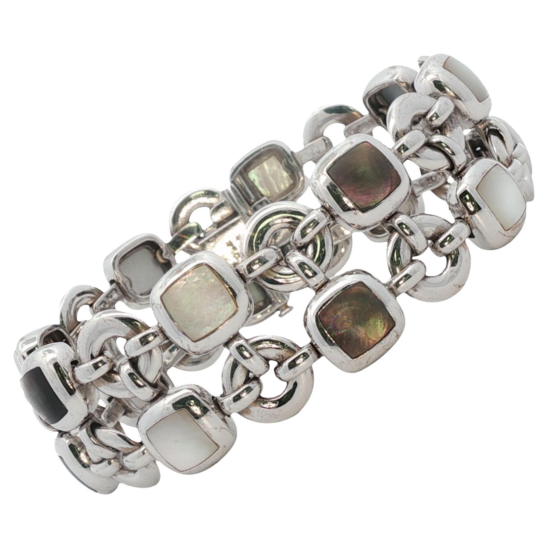 Van Cleef 
Arpels Babylone Mother Of Pearl Two Row 18K White Gold Link Bracelet en venta