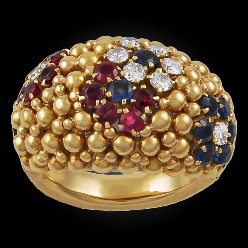 Round Cut Van Cleef & Arpels Bagatelle Bombe Ring Earring Suite