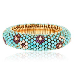 VAN CLEEF & ARPELS "Bagatelle" Turquoise, Amethyst and Diamond Bracelet