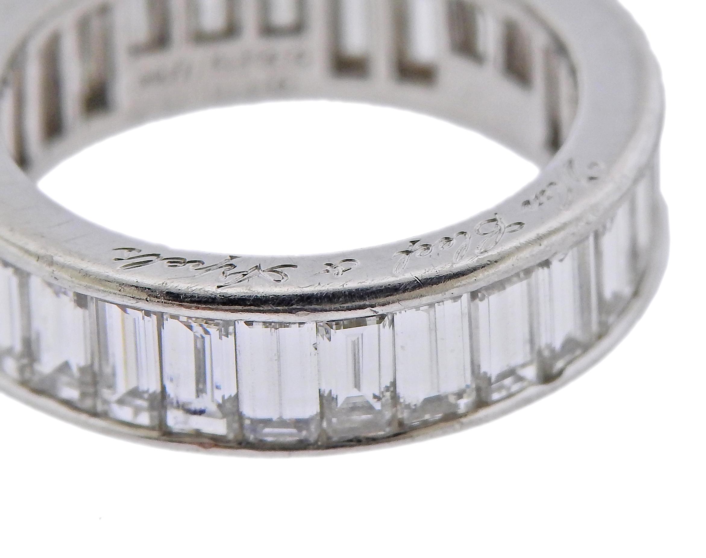 Baguette Cut Van Cleef & Arpels Baguette Diamond Platinum Eternity Wedding Band Ring