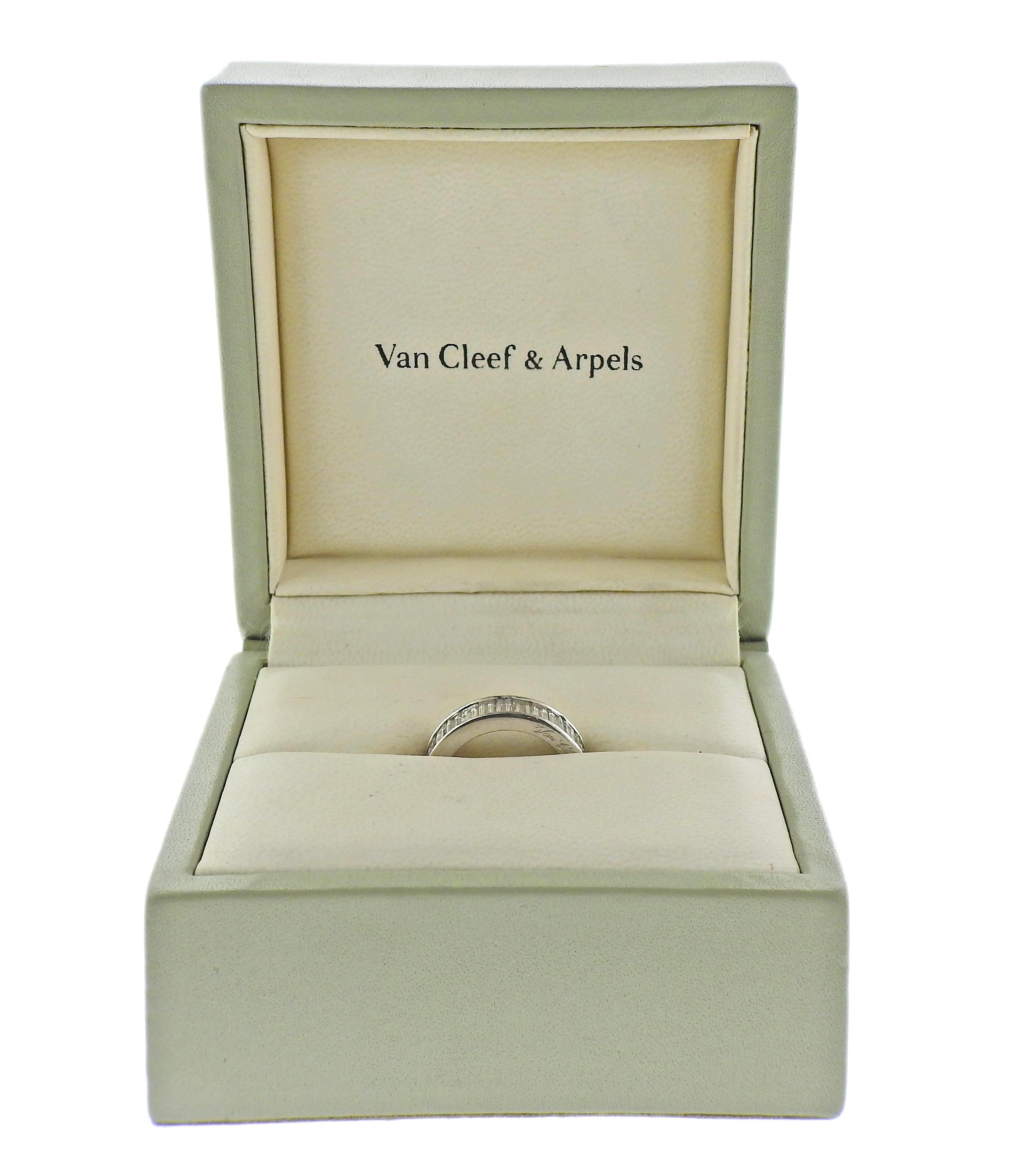 Women's Van Cleef & Arpels Baguette Diamond Platinum Eternity Wedding Band Ring