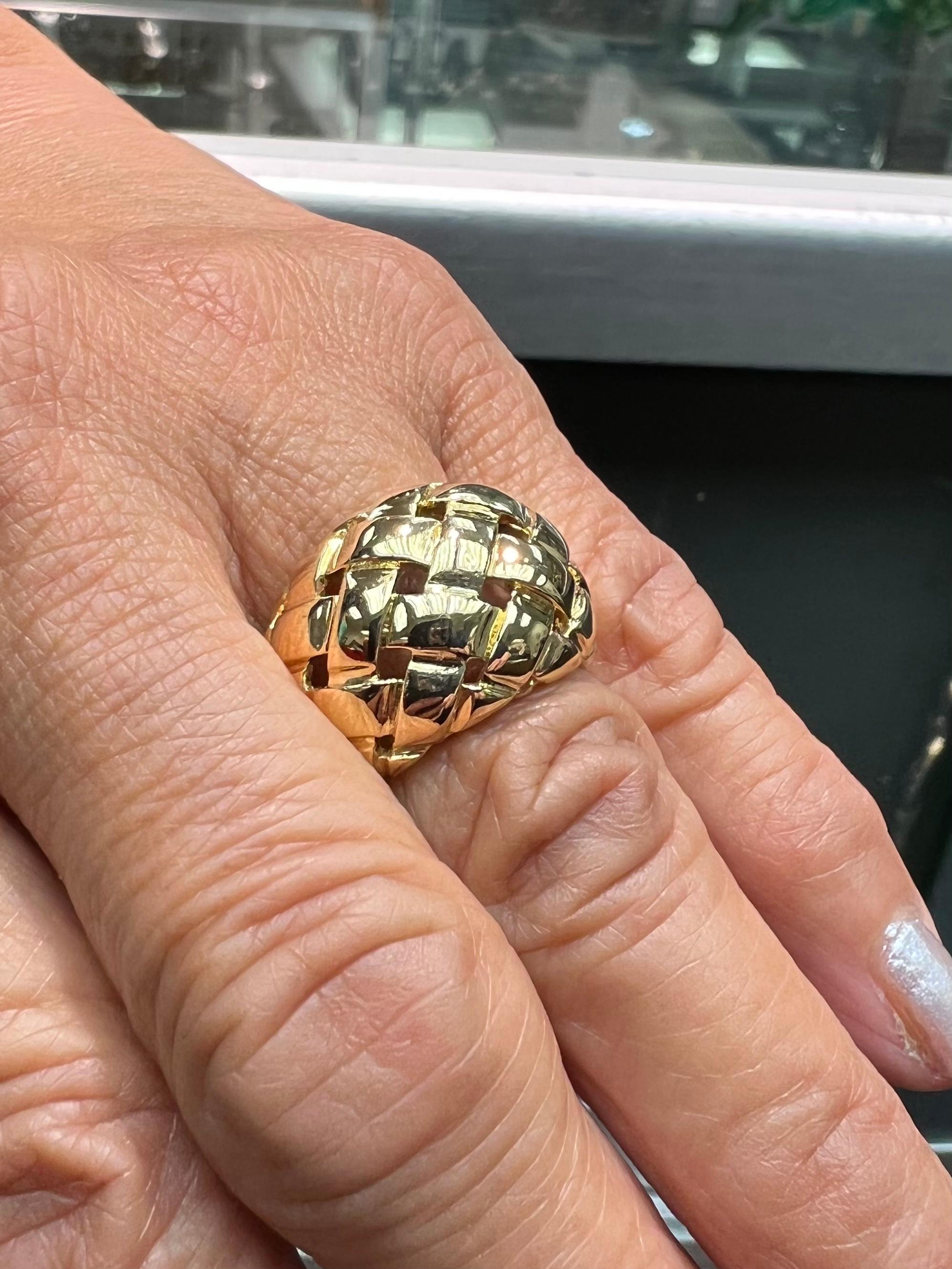 Van Cleef & Arpels Basket Weave Domed Gold Ring 1