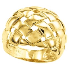 Van Cleef & Arpels Basket Weave Domed Gold Ring