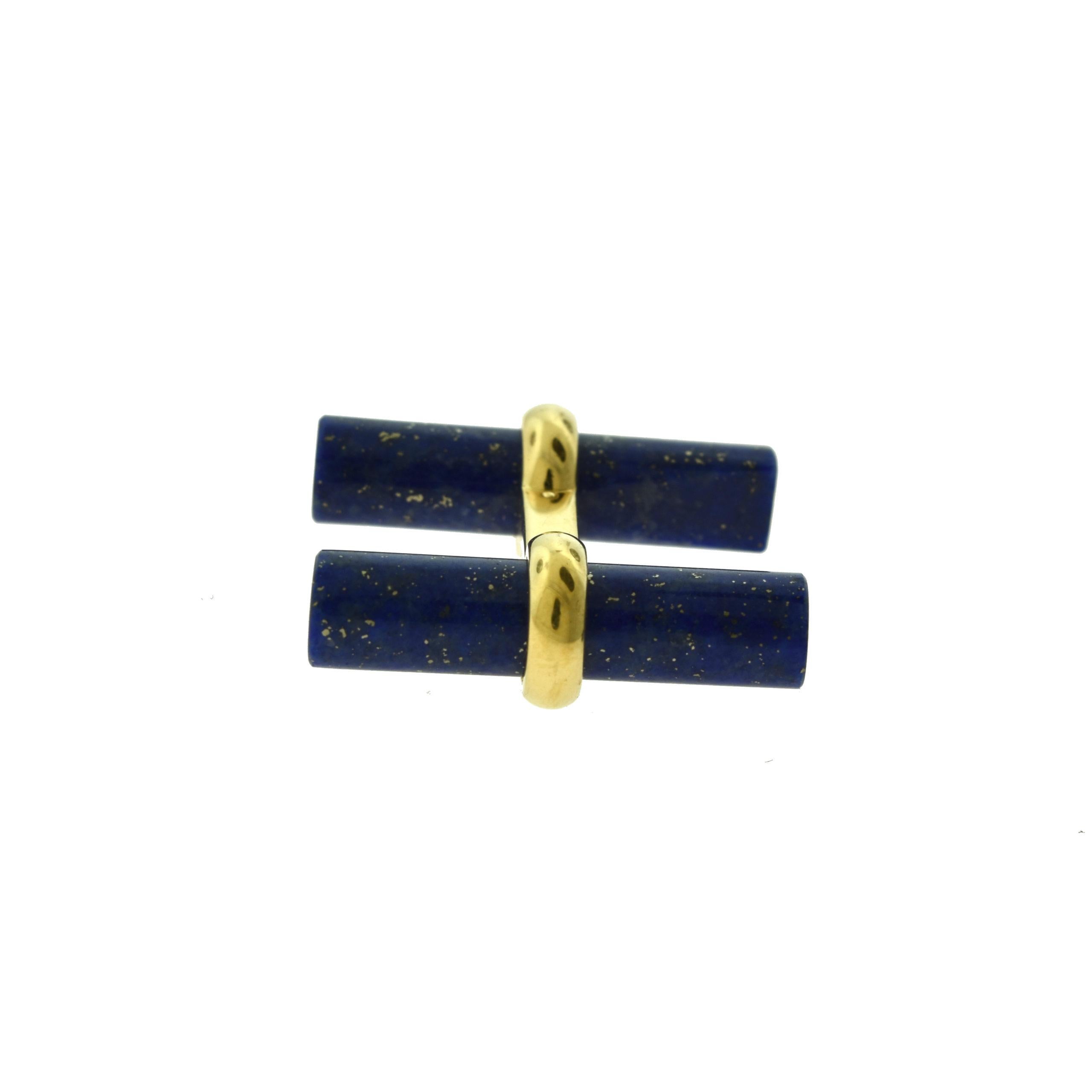 Van Cleef & Arpels Batonnet Lapis Lazuli and 18k Yellow Gold Cufflink Stud Set 1