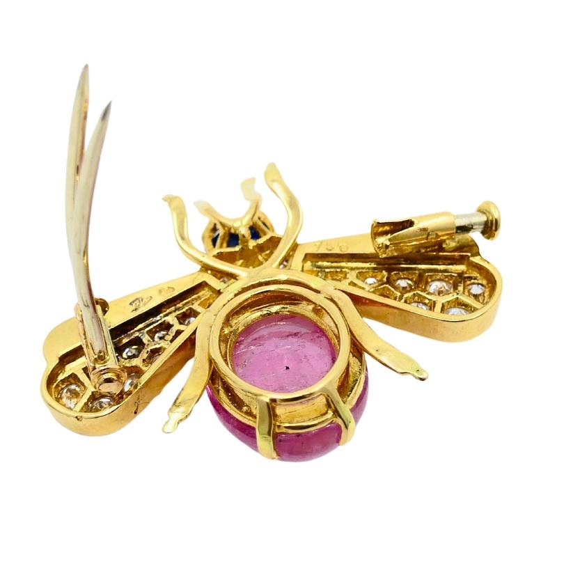 Van Cleef & Arpels Bee Brooch Gold Diamond Gemstones In Excellent Condition In Beverly Hills, CA