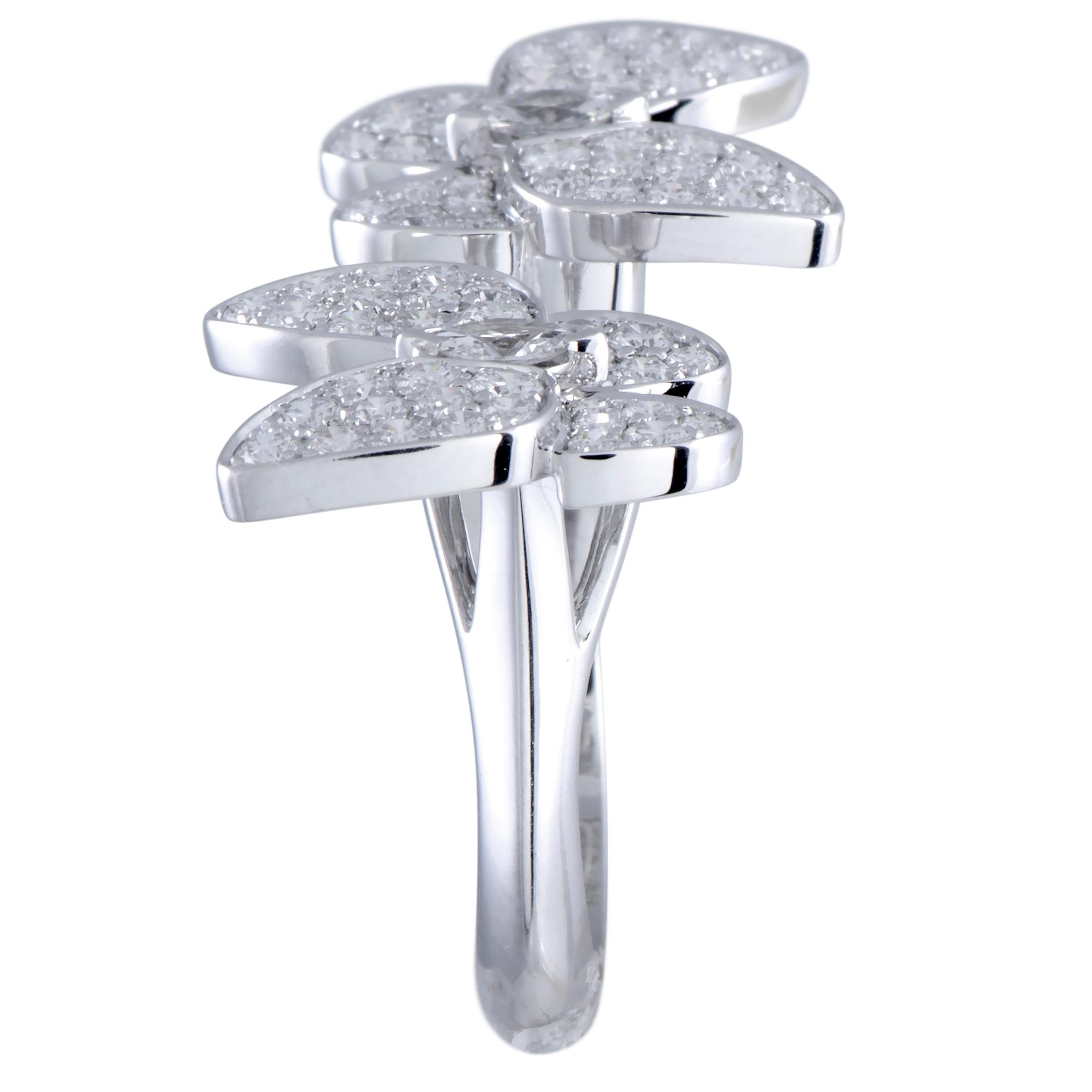 Women's or Men's Van Cleef & Arpels Between the Finger Diamond Two Butterfly White Gold Ring
