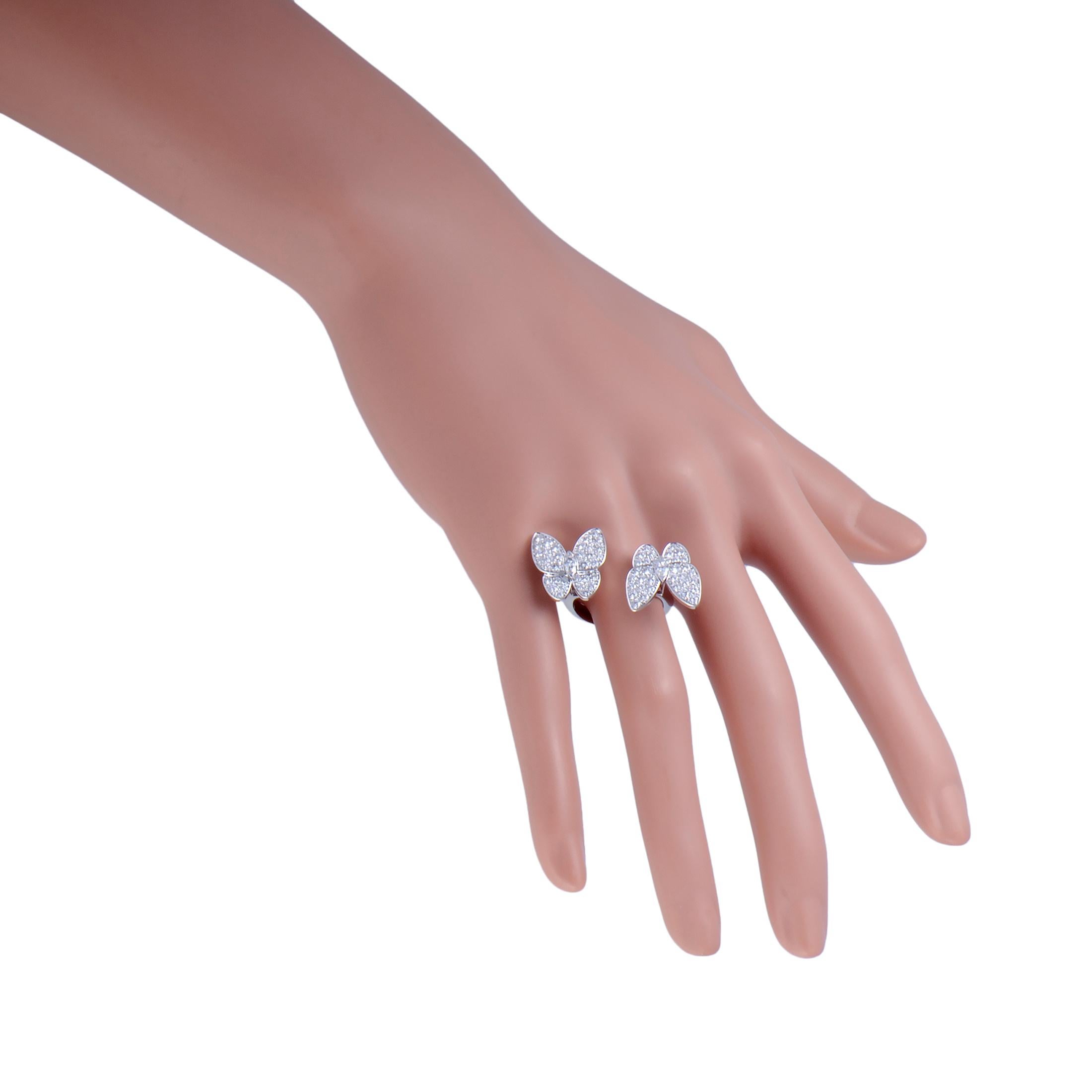 Van Cleef & Arpels Between the Finger Diamond Two Butterfly White Gold Ring 1