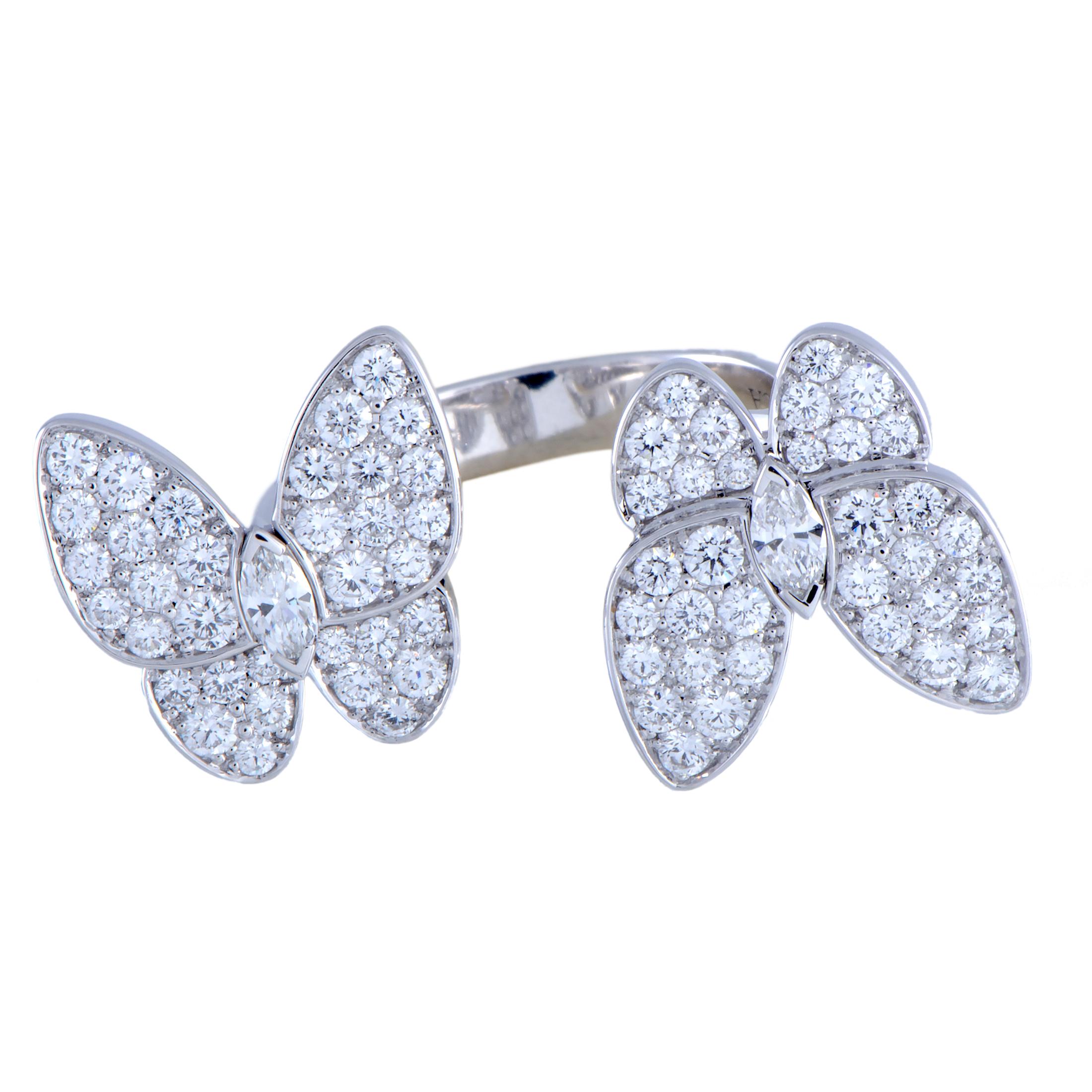 Van Cleef & Arpels Between the Finger Diamond Two Butterfly White Gold Ring 3
