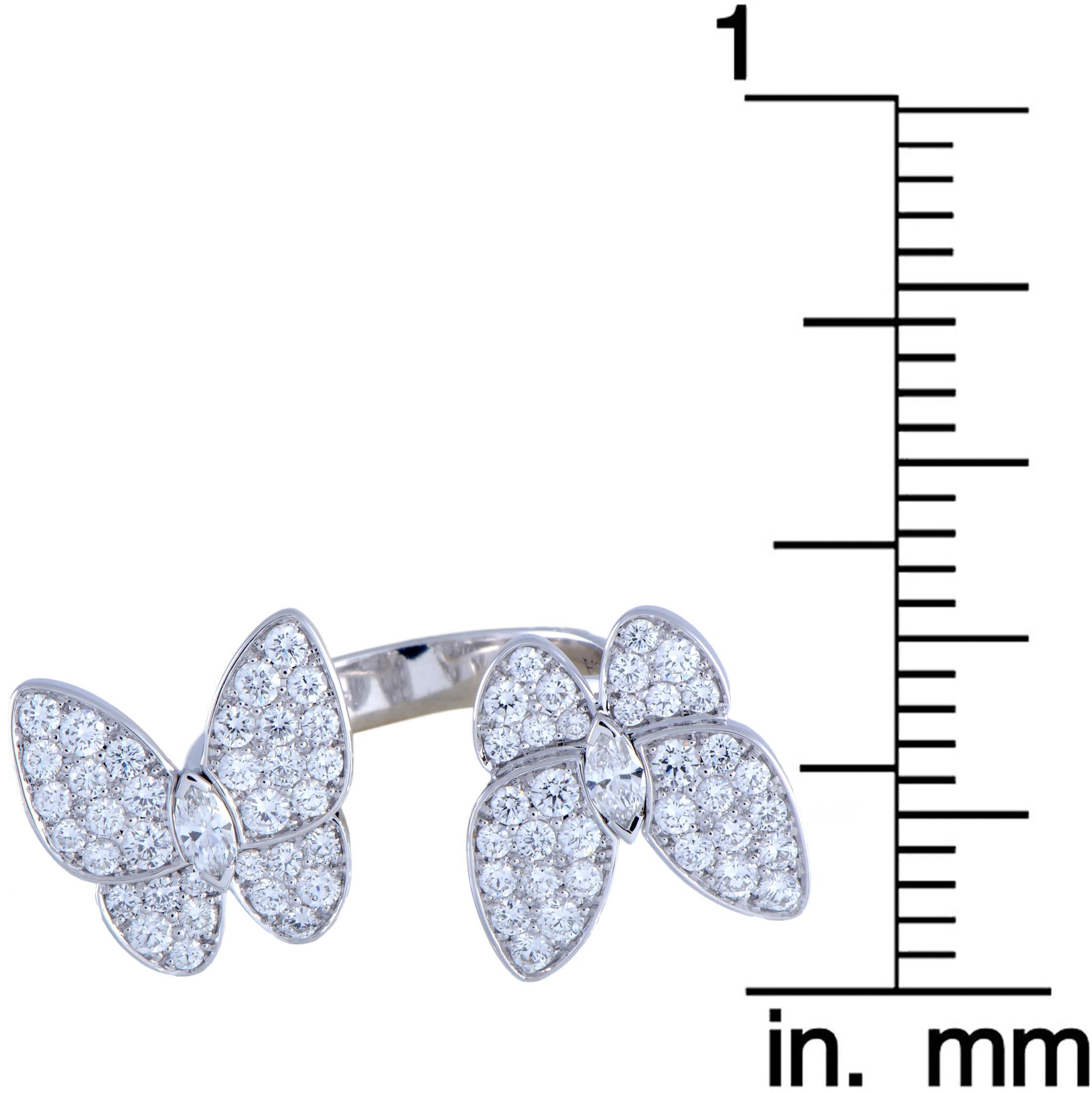 Van Cleef & Arpels Between the Finger Diamond Two Butterfly White Gold Ring 4