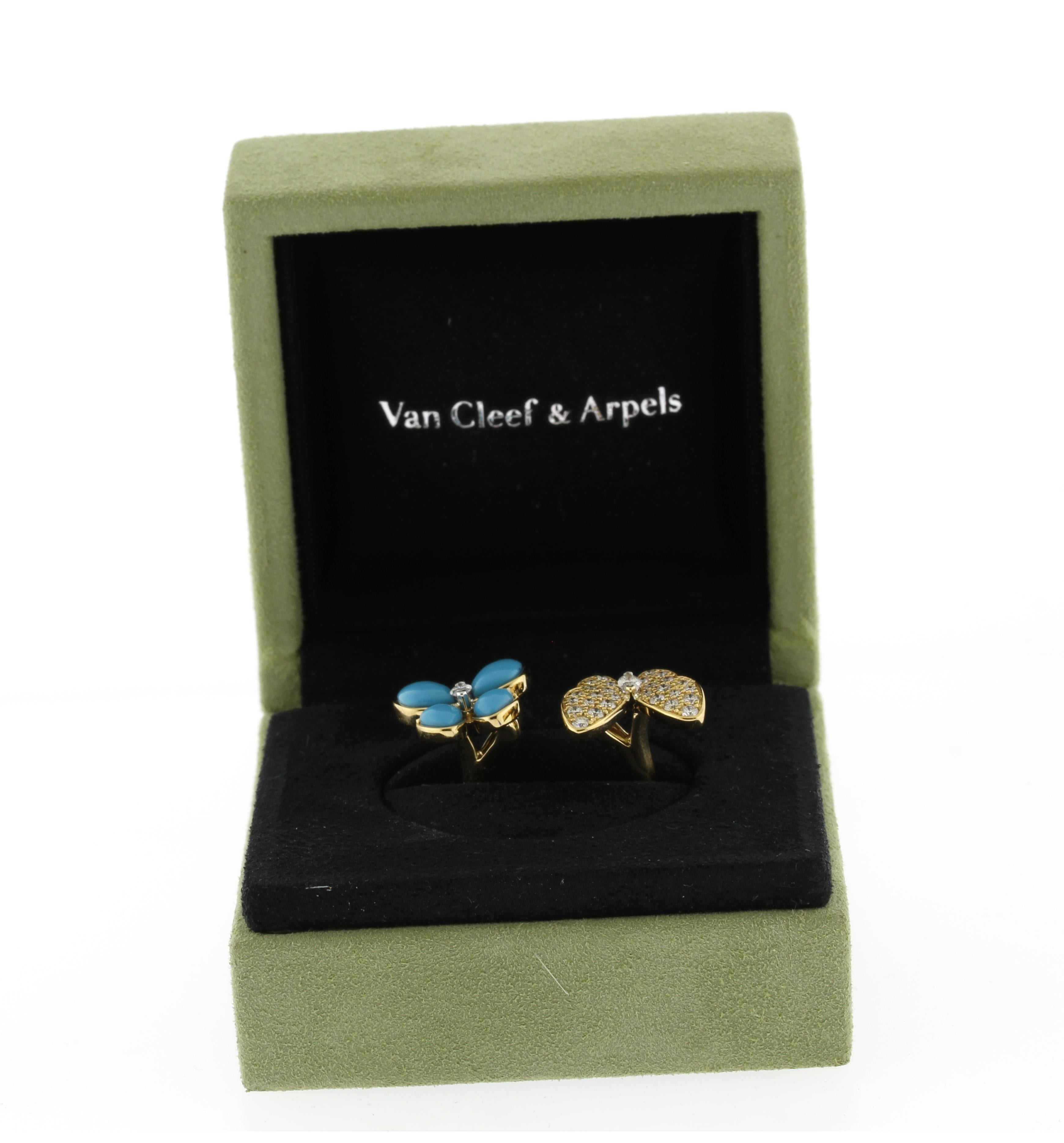 Women's or Men's Van Cleef & Arpels Between the Finger Turquoise and Diamond Ring For Sale