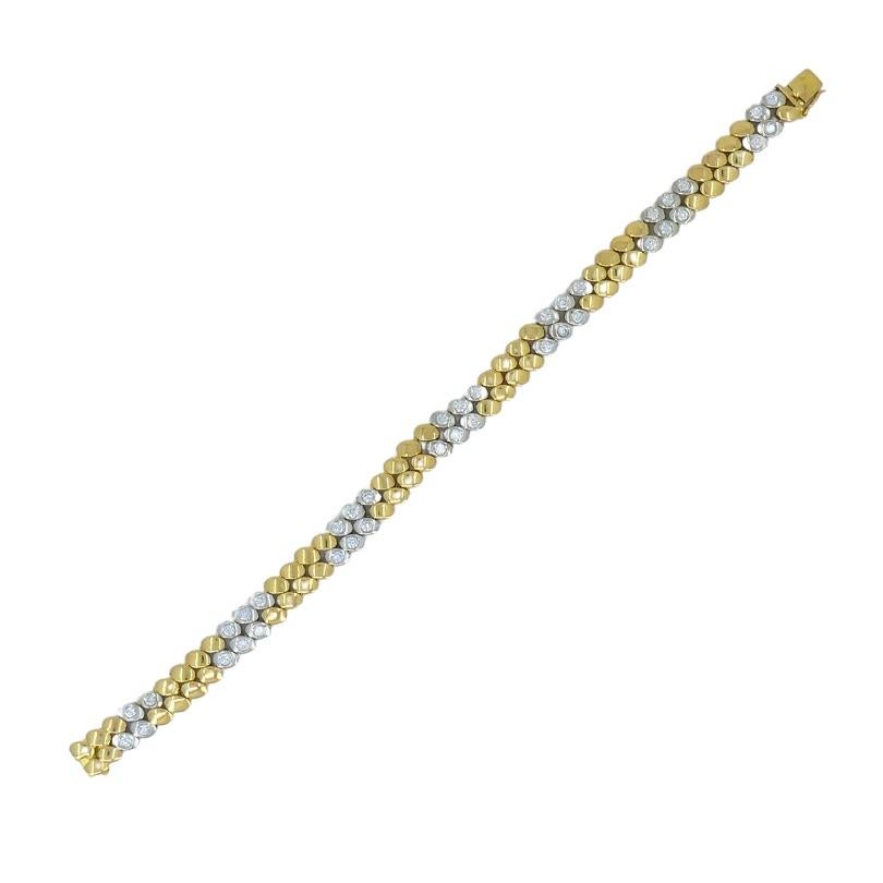 Women's or Men's Van Cleef & Arpels Bezel Set Diamond Bracelet 18k Gold Estate Jewelry