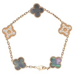 Van Cleef & Arpels Black MOPl and Diamond Vintage Alhambra Bracelet