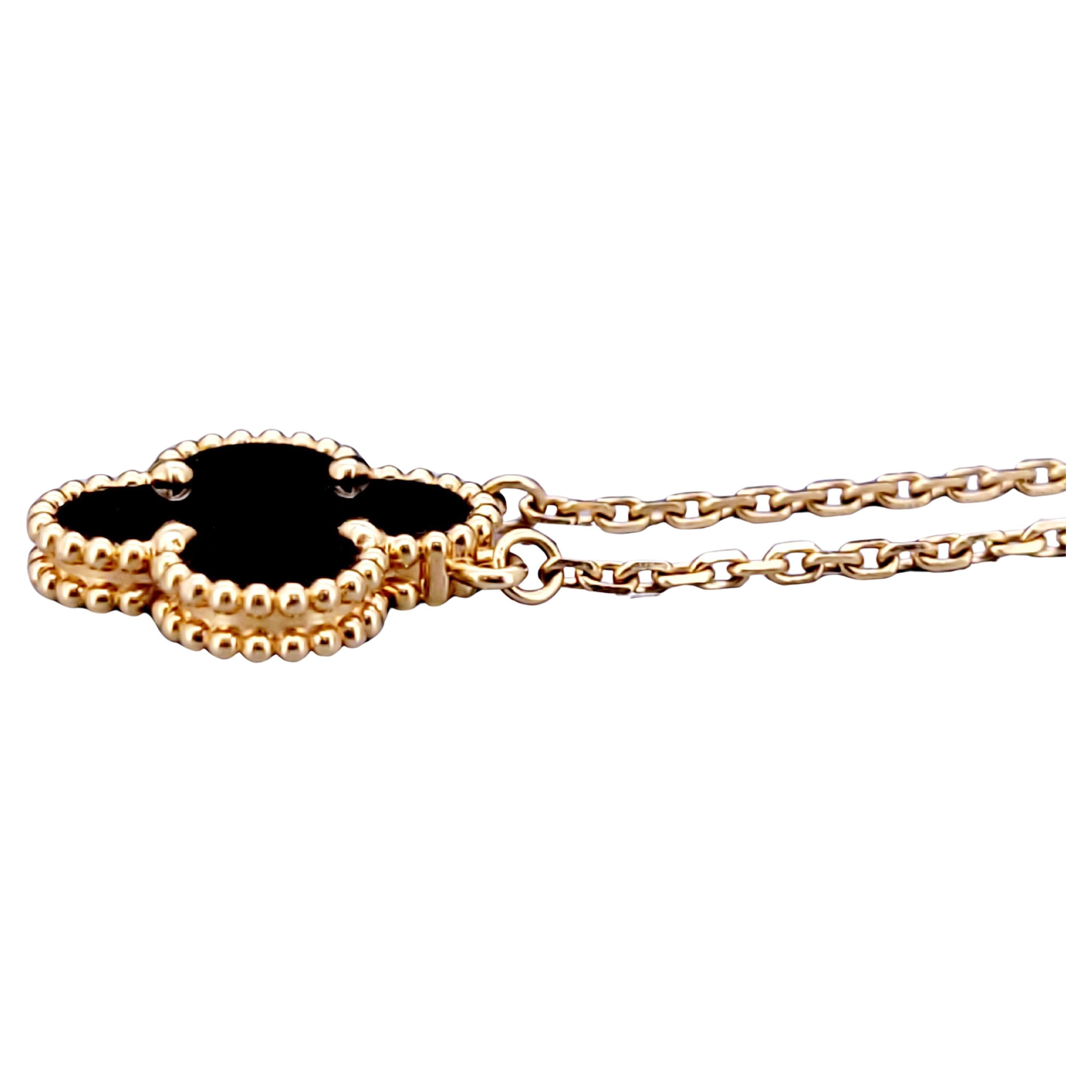 Van Cleef 
Arpels Black Onyx Alhambra Necklace in 18K Yellow Gold