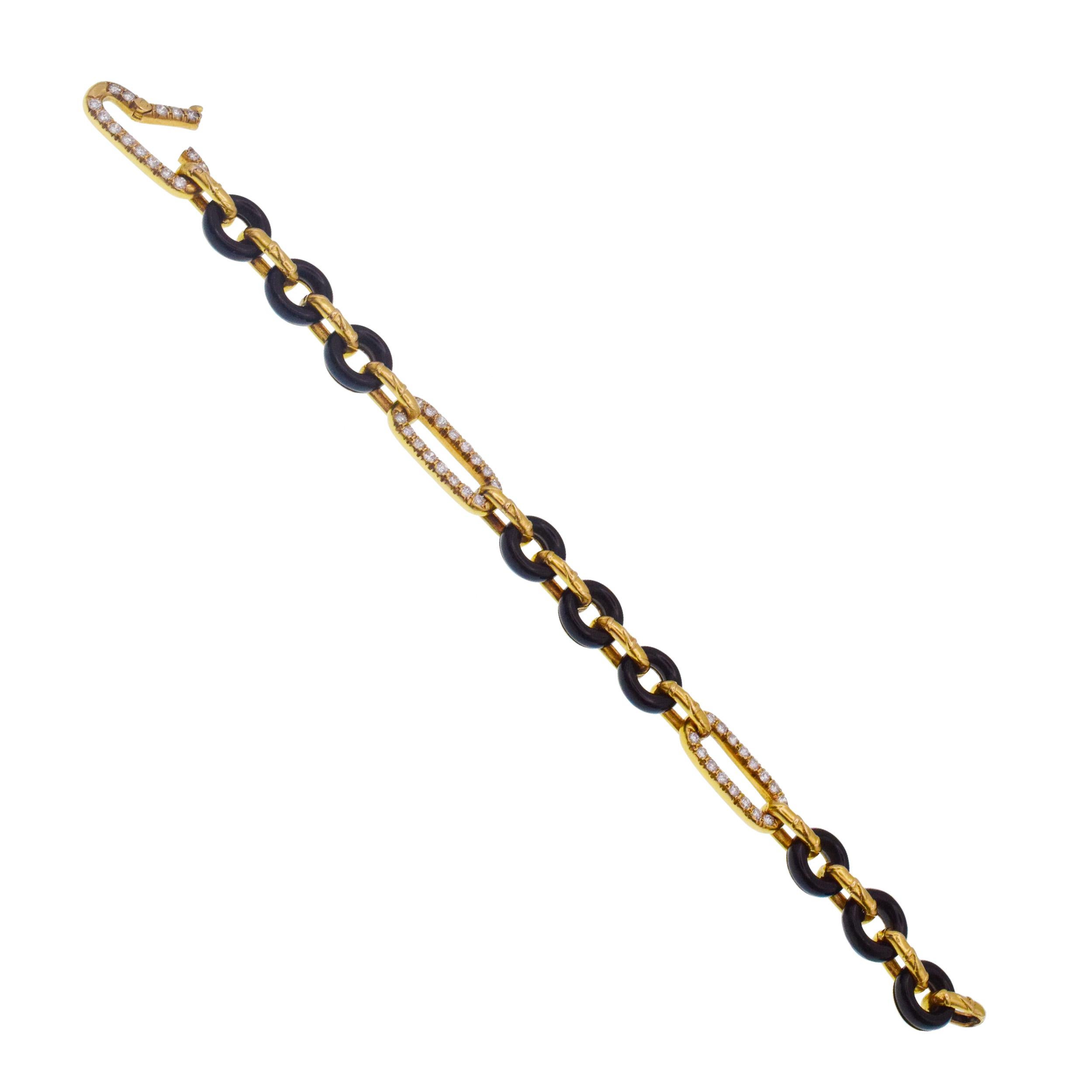 Van Cleef & Arpels Schwarzer Onyx und Diamant A Link Halskette/Armband-Kombination im Angebot 2