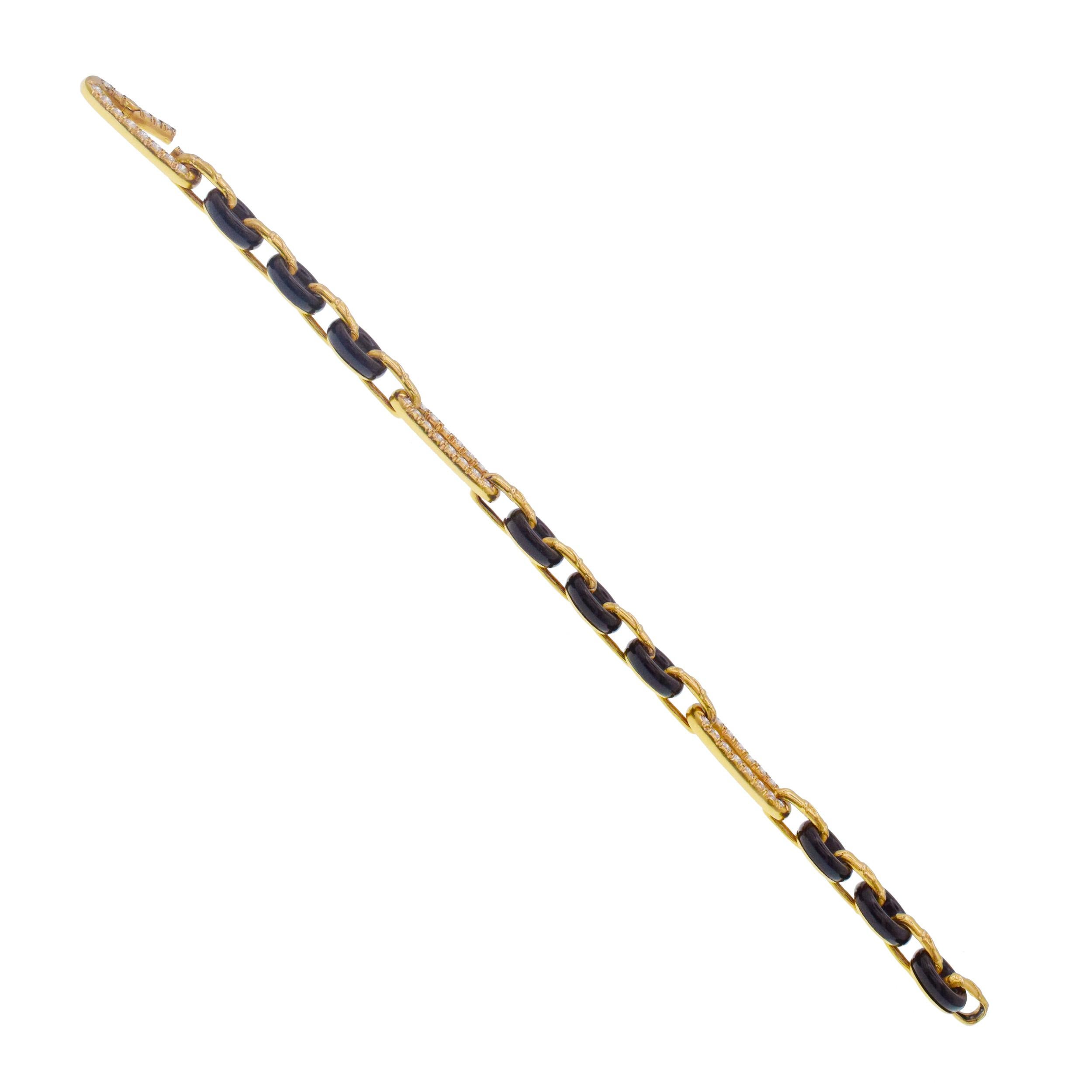 Van Cleef & Arpels Schwarzer Onyx und Diamant A Link Halskette/Armband-Kombination im Angebot 3
