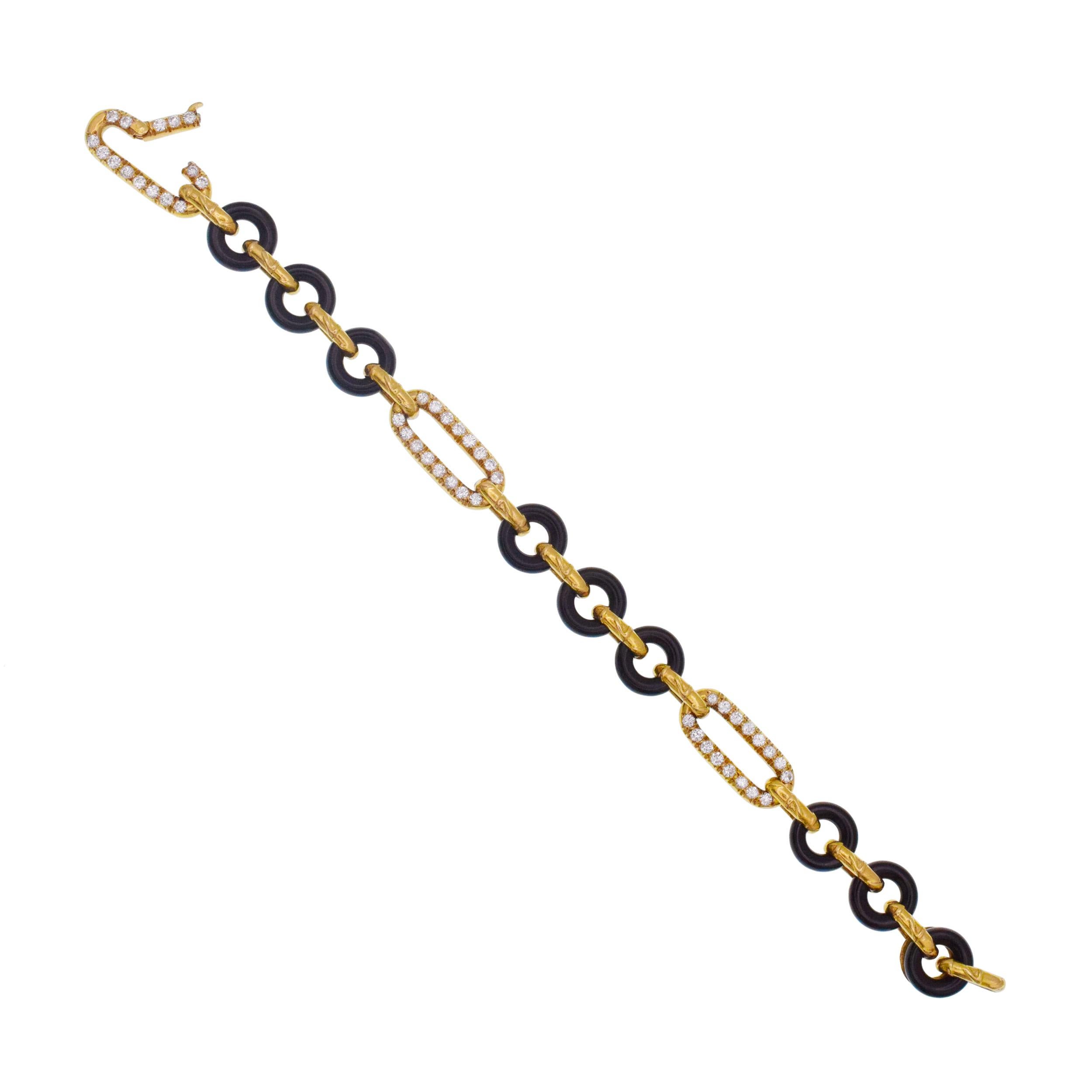 Van Cleef & Arpels Schwarzer Onyx und Diamant A Link Halskette/Armband-Kombination im Angebot 7