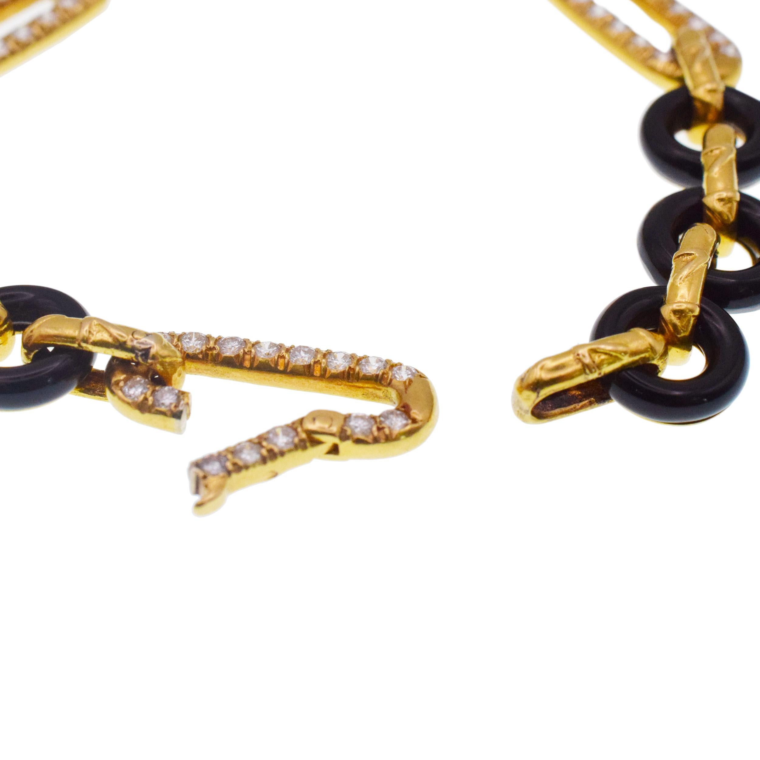 Van Cleef & Arpels Schwarzer Onyx und Diamant A Link Halskette/Armband-Kombination im Angebot 9