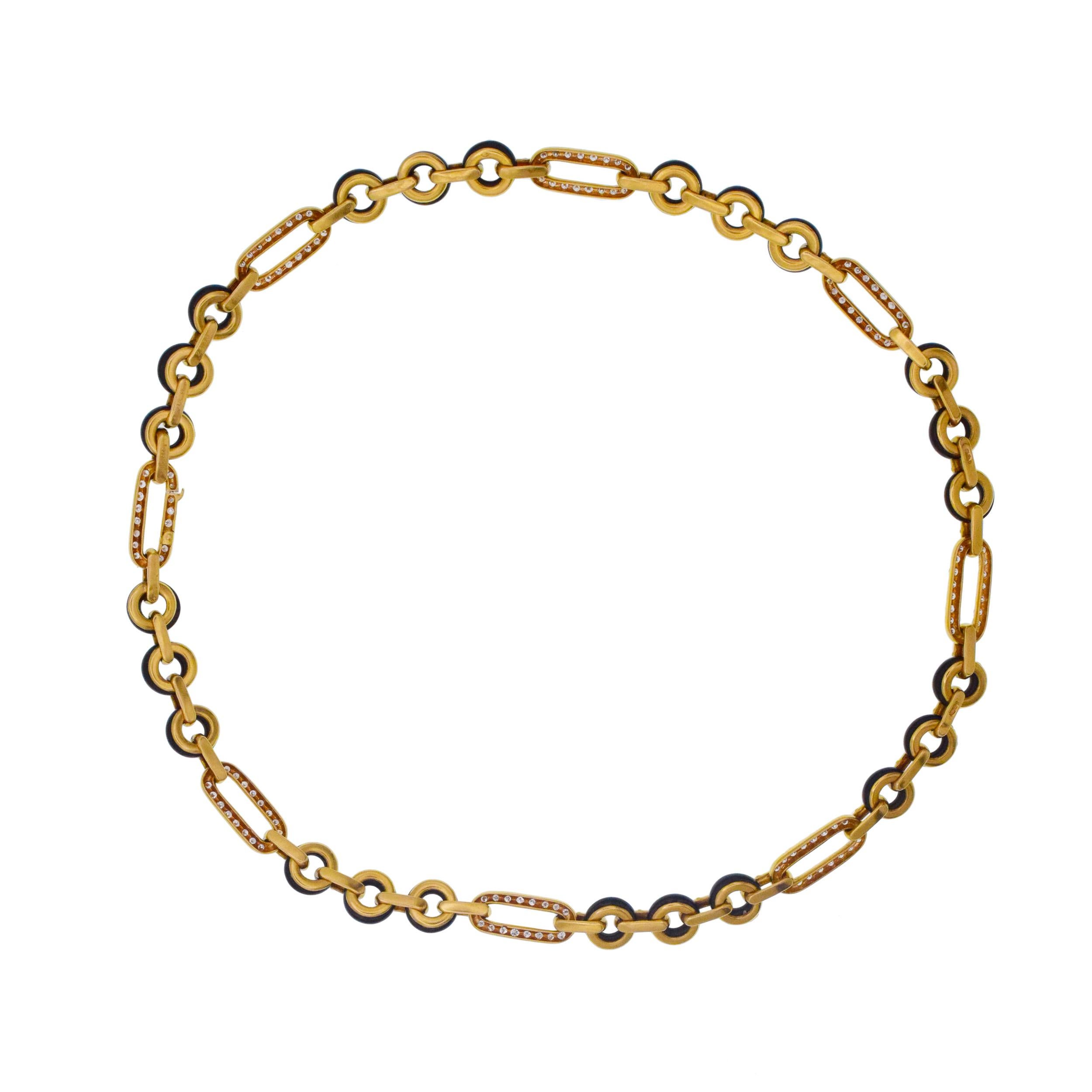 Van Cleef & Arpels Schwarzer Onyx und Diamant A Link Halskette/Armband-Kombination im Zustand „Hervorragend“ im Angebot in New York, NY