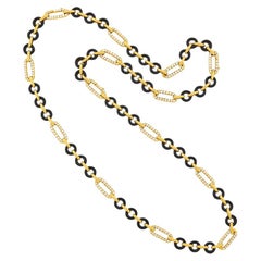 Van Cleef & Arpels Schwarzer Onyx und Diamant A Link Halskette/Armband-Kombination