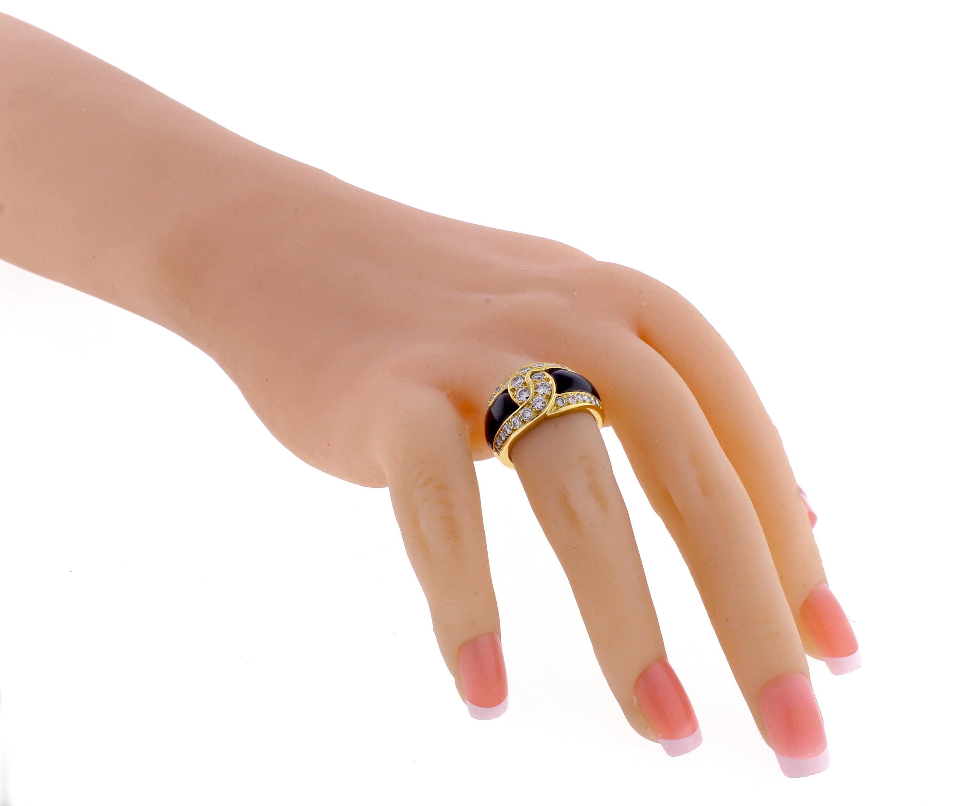 Women's or Men's Van Cleef & Arpels Black Onyx and Diamond Ring