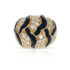 Van Cleef & Arpels Black Onyx and White Diamonds Dome Ring, 18K