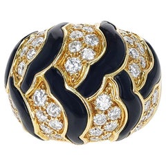 Van Cleef & Arpels Black Onyx and White Diamonds Dome Ring, 18K