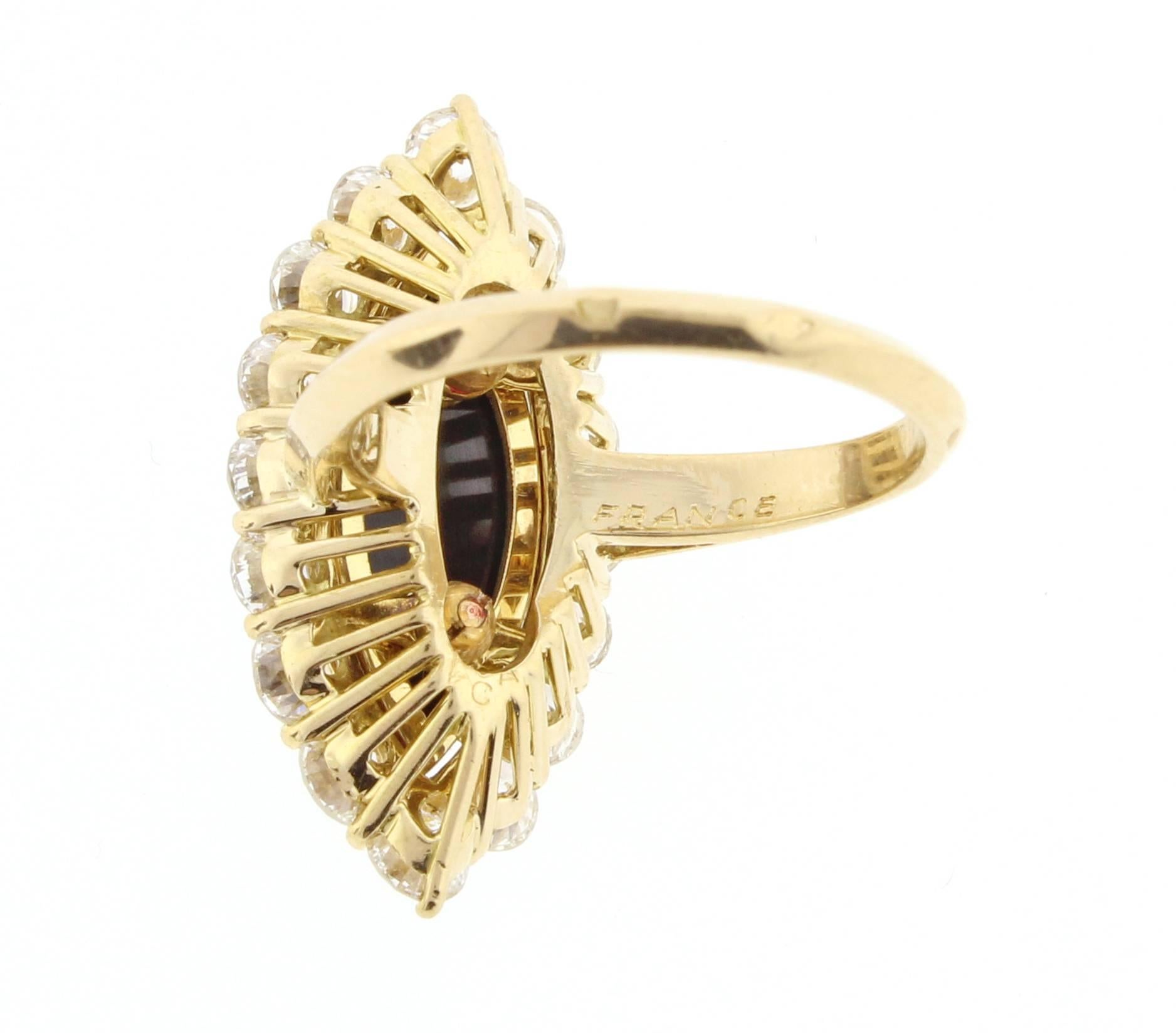 Women's or Men's Van Cleef & Arpels Black Onyx Diamond Navette Shaped Ring For Sale