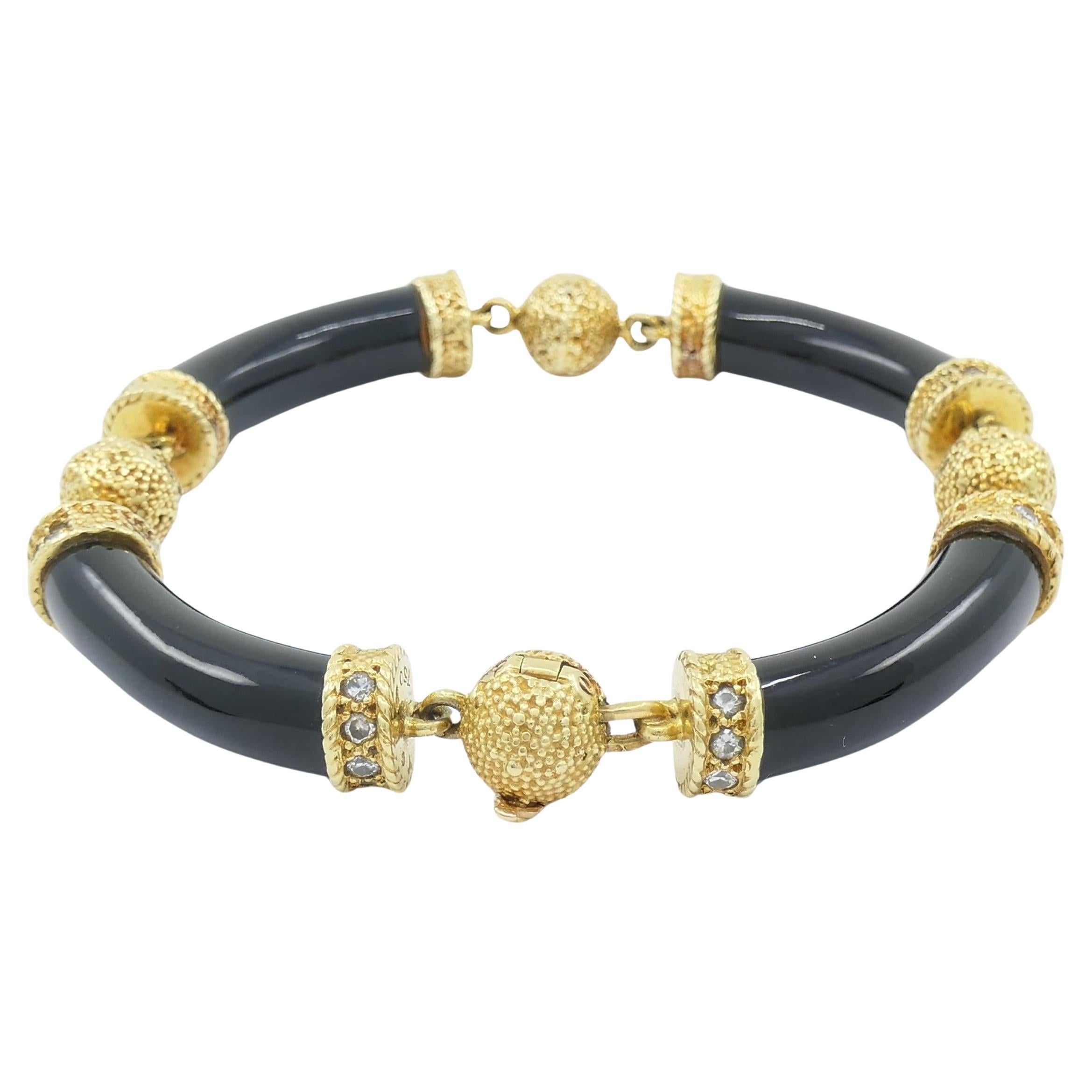 Van Cleef & Arpels Black Onyx Diamond Vintage Bracelet