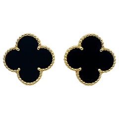 Van Cleef & Arpels Magic Alhambra-Ohrringe aus schwarzem Onyx