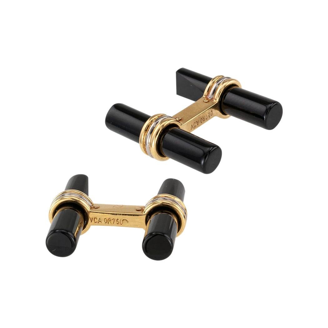 Contemporary Van Cleef & Arpels Black Onyx Two-Tone Gold Cufflinks