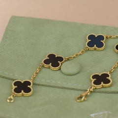 Van Cleef & Arpels Black Onyx Vintage Alhambra 18k Gold Bracelet