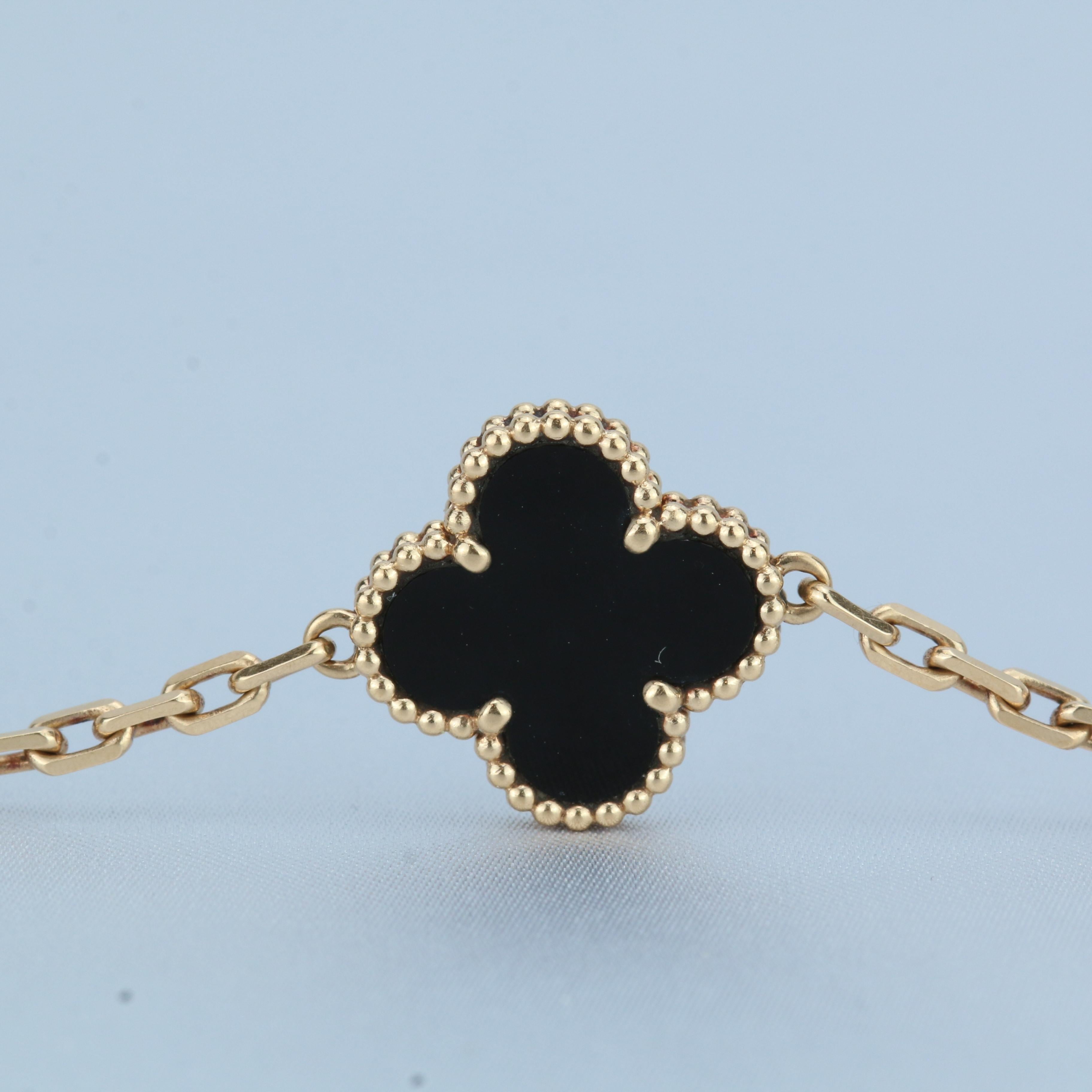 Van Cleef & Arpels Black Onyx Vintage Alhambra 18k Gold Bracelet 1