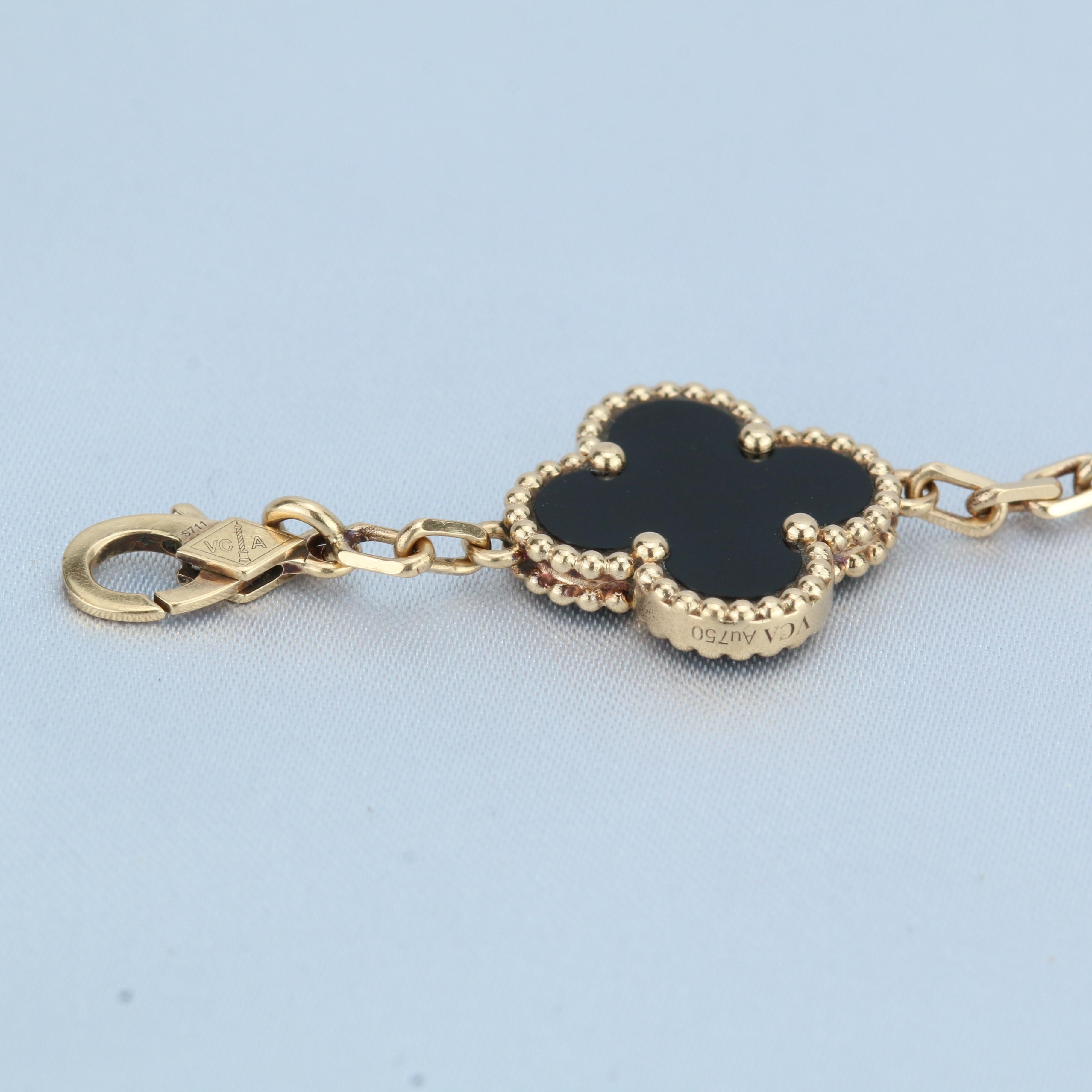 Van Cleef & Arpels Black Onyx Vintage Alhambra 18k Gold Bracelet 2