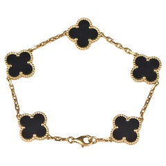 Van Cleef & Arpels Alhambra 18 Karat Goldarmband aus schwarzem Onyx