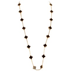 Van Cleef & Arpels Black Onyx Vintage Alhambra 20 Motif Necklace