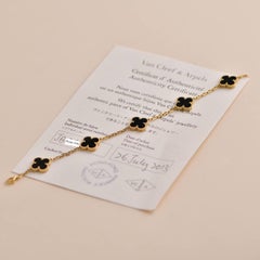 Van Cleef & Arpels Black Onyx Vintage Alhambra Yellow Gold Bracelet