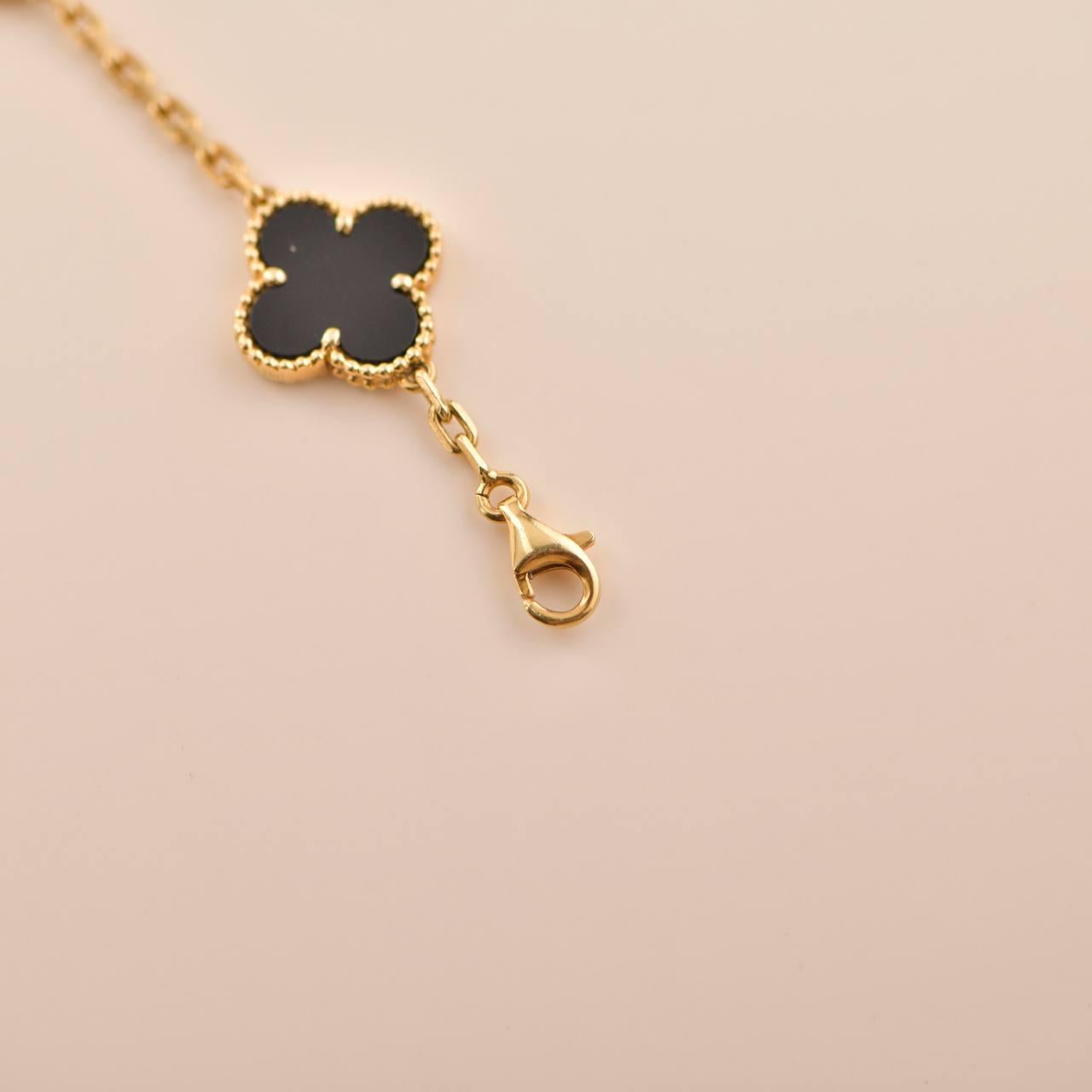 da uomo o donna Van Cleef & Arpels Bracciale vintage in oro giallo Alhambra con onice nero