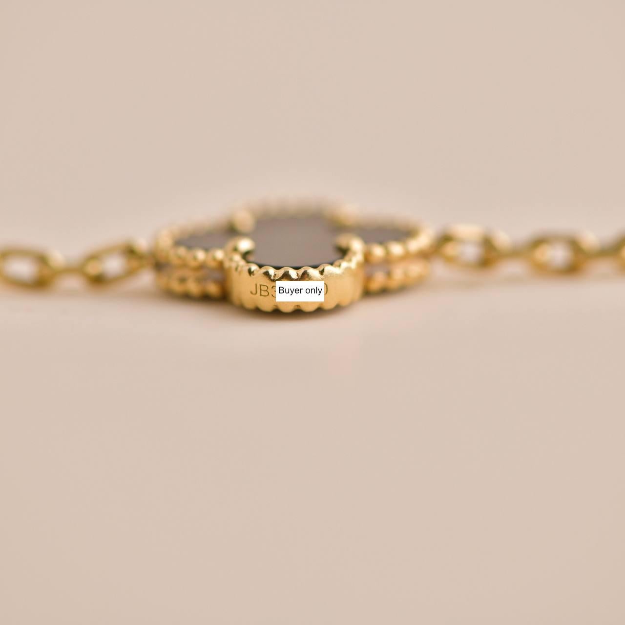 Uncut Van Cleef & Arpels Black Onyx Vintage Alhambra Yellow Gold Bracelet