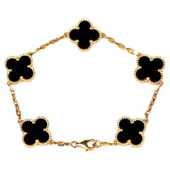 Van Cleef & Arpels Bracciale vintage in oro giallo Alhambra con onice nero