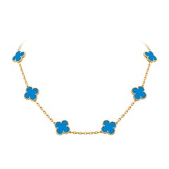 Van Cleef & Arpels Blauer Achat 10 Motive Vintage Alhambra Halskette