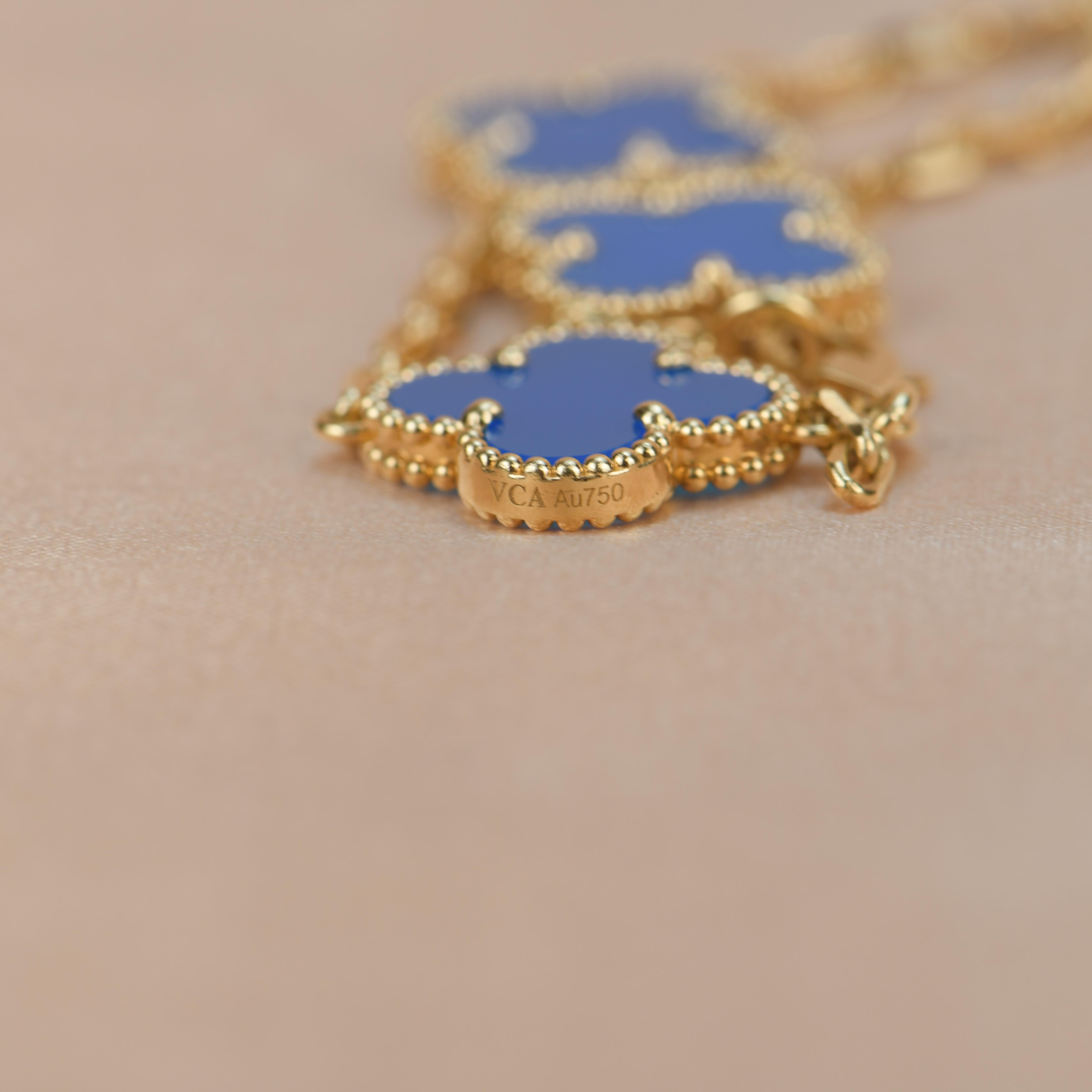 Van Cleef & Arpels Blue Agate Vintage Alhambra 18k Gold Bracelet 3