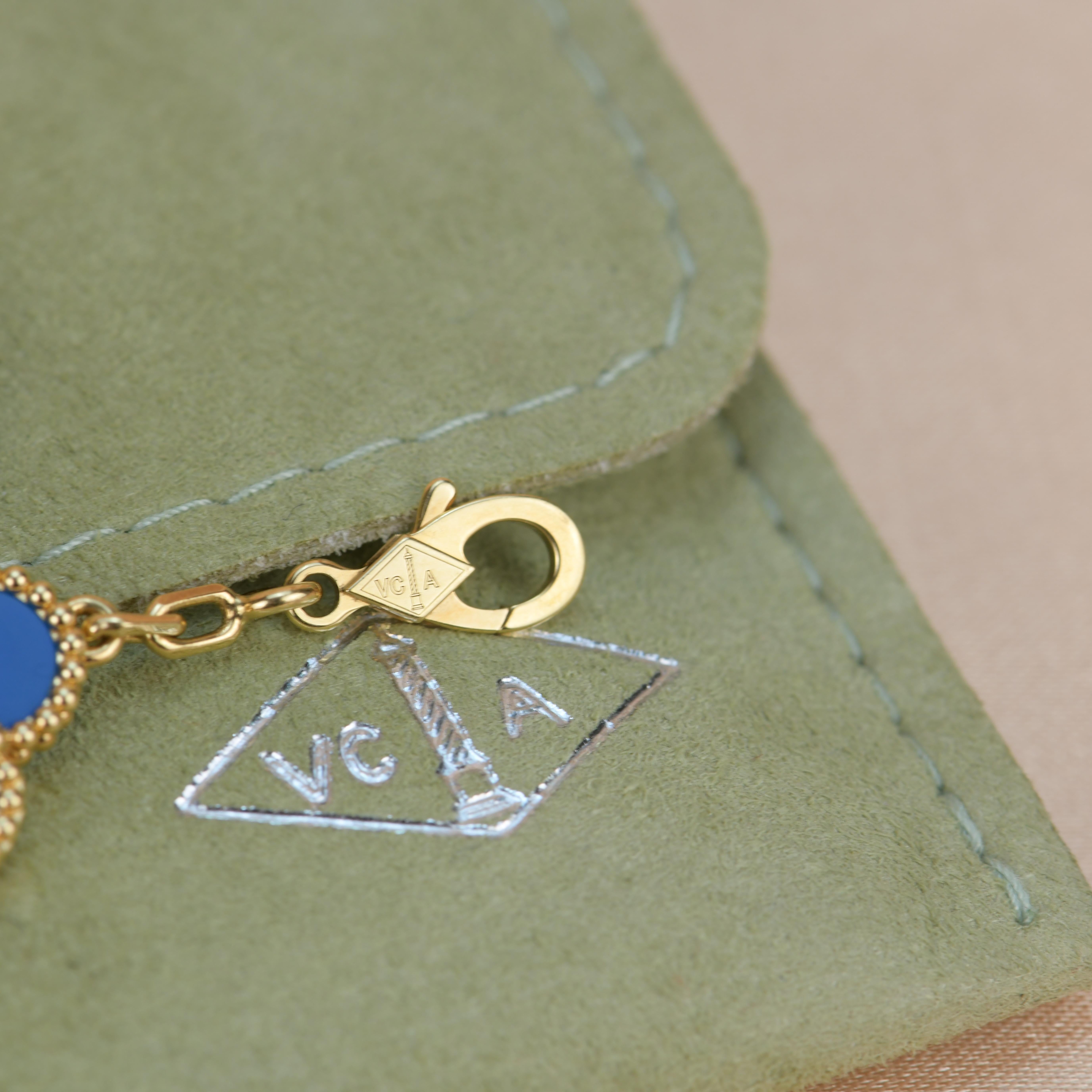 Van Cleef & Arpels Blue Agate Vintage Alhambra 18k Gold Bracelet 4