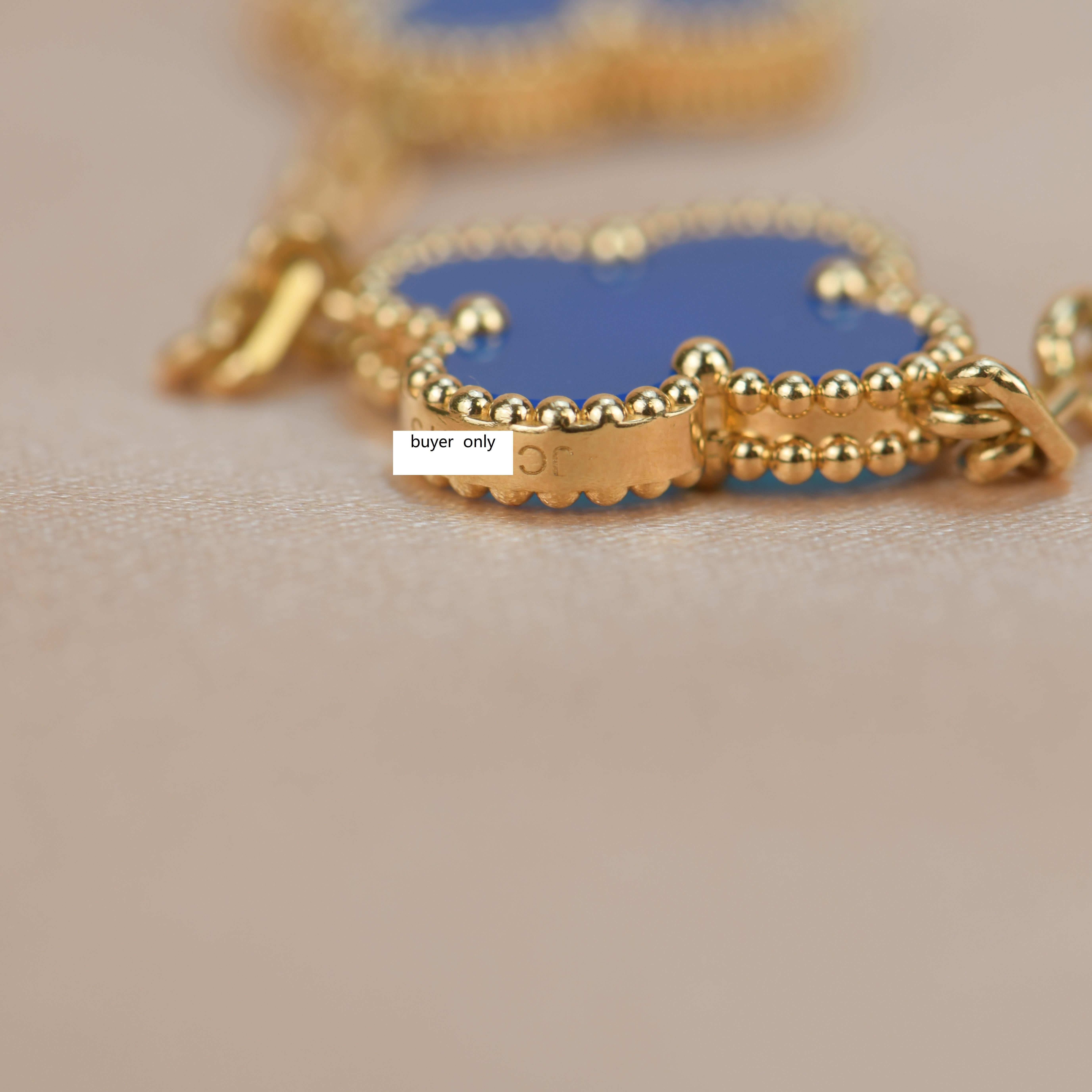 Van Cleef & Arpels Blue Agate Vintage Alhambra 18k Gold Bracelet 5