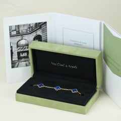 Van Cleef & Arpels Blue Agate Vintage Alhambra 18k Gold Bracelet