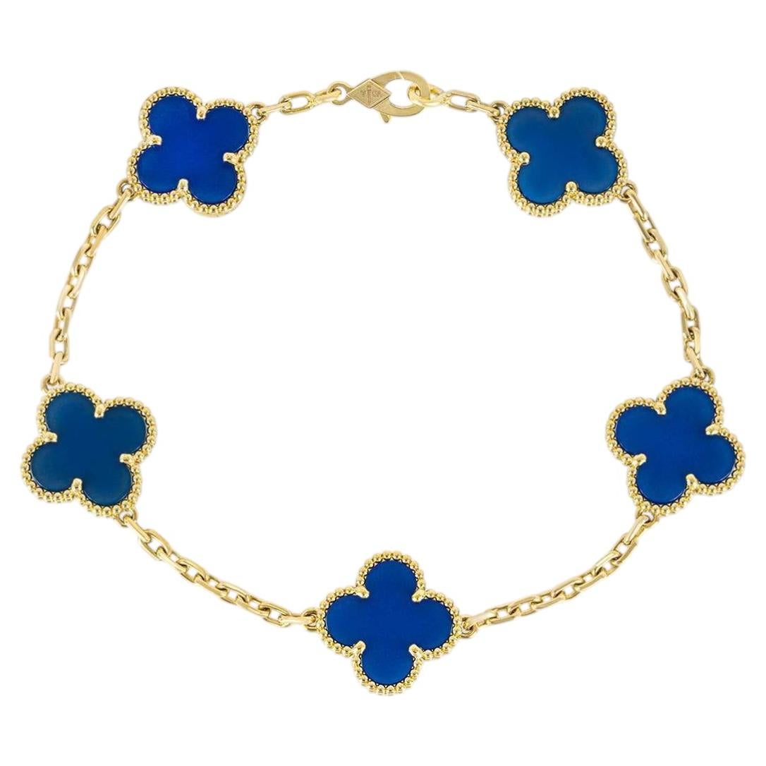 Van Cleef & Arpels Bracciale Vintage Alhambra 5 Motivi in Agata Blu VCARP34900