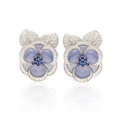 VAN CLEEF & ARPELS 'Blue Gardenia' Ear Clips