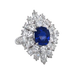 Van Cleef & Arpels Blauer Kaschmir Saphir Diamant Cluster Ring